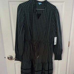 Draper James Green and Black Striped Midi Dress